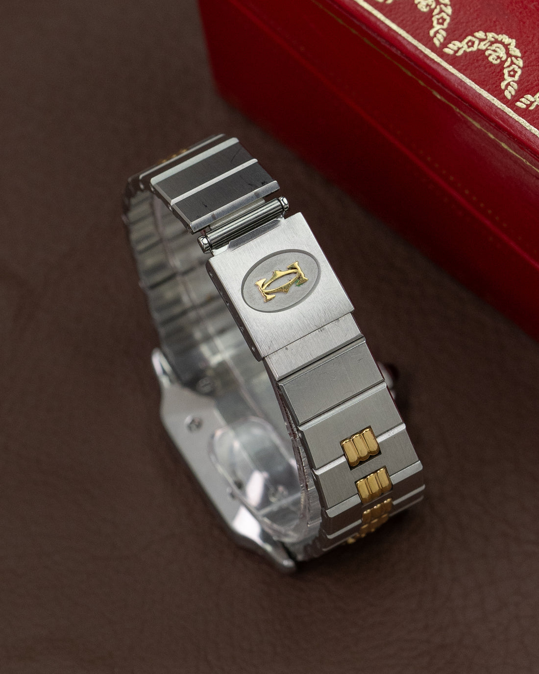 Cartier Santos Carree 2961 Burgundy | Godron Bracelet